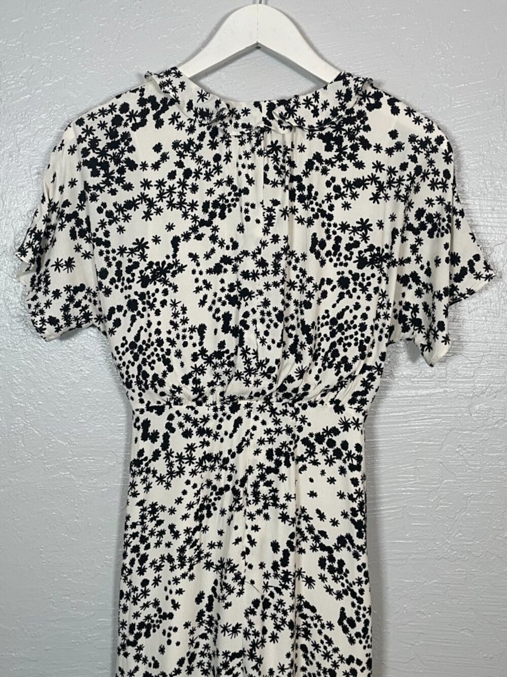 Whistles Women 4 White Black Floral Print Maxi Dress Button Front Ruffle Summer - Picture 7 of 9